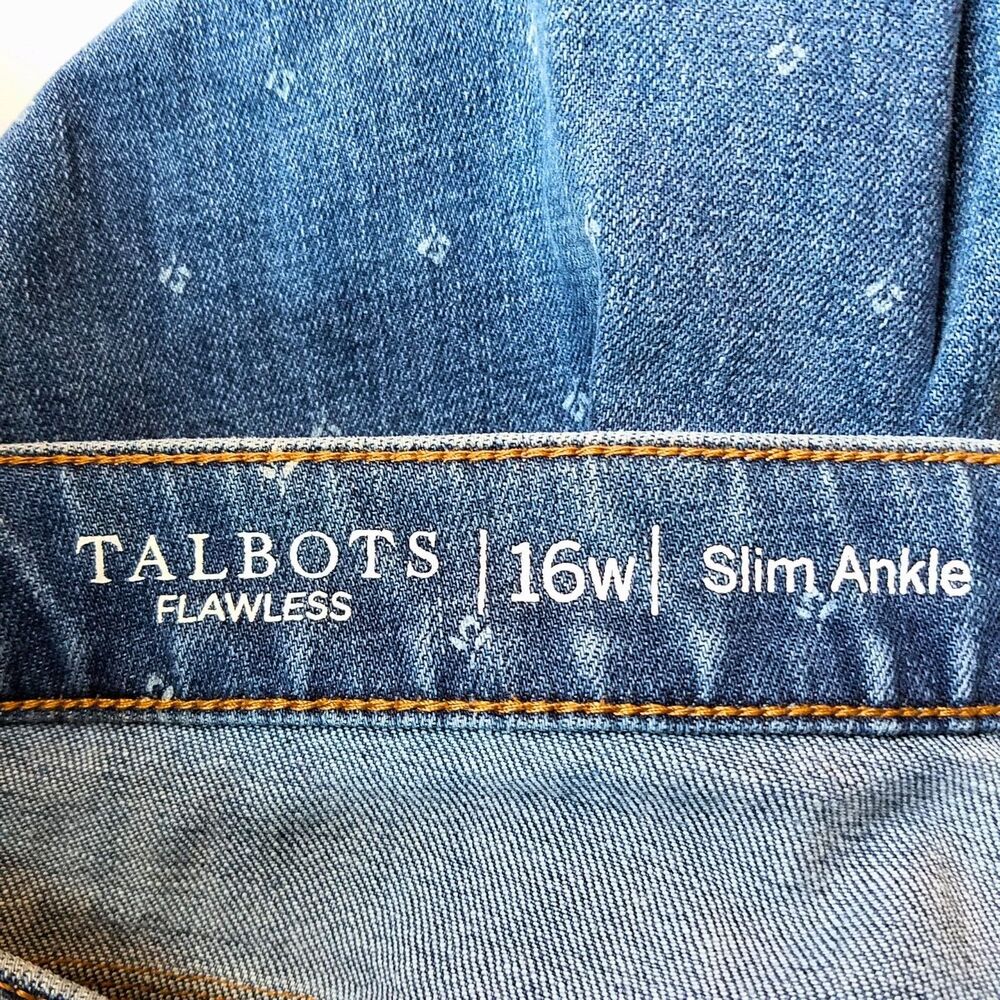 Talbots Jeans Women’s 16W Blue Flawless Slim Ankle Floral Ditsy Print Stretch - Picture 5 of 6